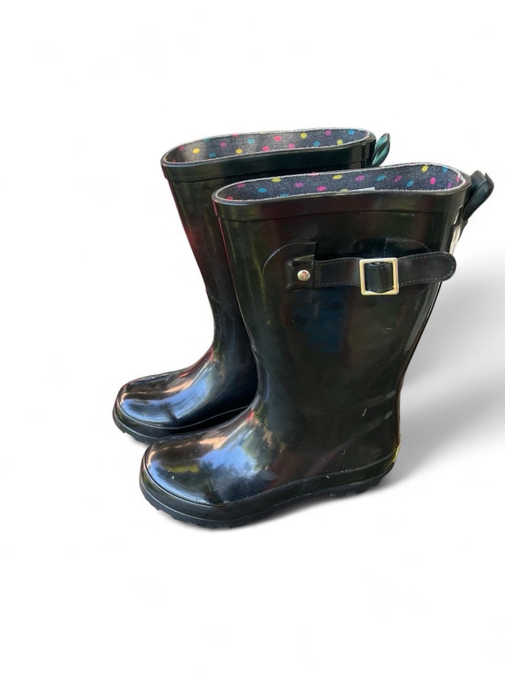 Western Chief Girls Black Gloss Rain Boots with Side Buckle